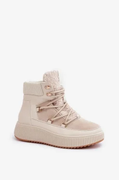 Outlet Boto Niskie Śniegowce Na Platformie Jasnobeżowe Naliora