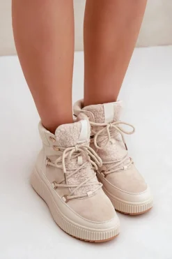 Outlet Boto Niskie Śniegowce Na Platformie Jasnobeżowe Naliora