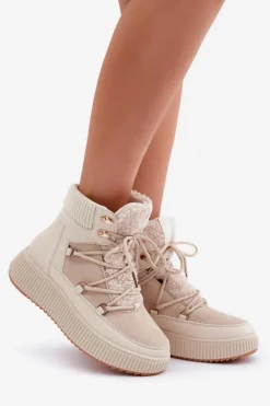Outlet Boto Niskie Śniegowce Na Platformie Jasnobeżowe Naliora