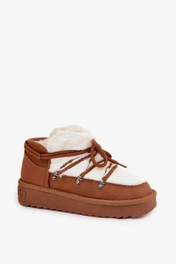 Damskie D.Franklin Niskie Śniegowce Na Platformie Z Futerkiem DFSH370011 Camel