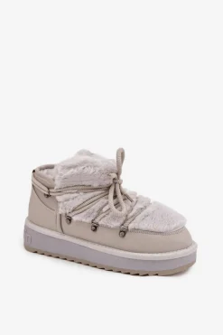 D.Franklin Niskie Śniegowce Na Platformie Z Futerkiem DFSH370011 Jasnoszare Szary