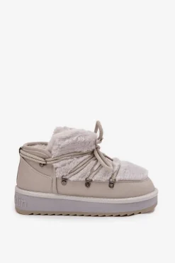 D.Franklin Niskie Śniegowce Na Platformie Z Futerkiem DFSH370011 Jasnoszare Szary