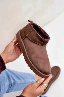 Damskie Boto Niskie Śniegowce Z Eko Zamszu Brązowe Nelsanna