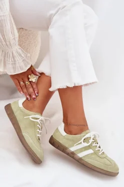 Boto Sneakersy Damskie*Niskie Skórzane Sneakersy Damskie Limonkowe Ismina