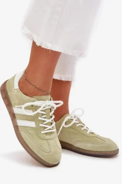 Boto Sneakersy Damskie*Niskie Skórzane Sneakersy Damskie Limonkowe Ismina