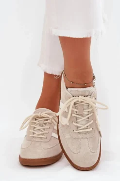 Boto Sneakersy Damskie*Niskie Skórzane Sneakersy Damskie Beżowe Ismina