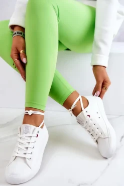 Hot Big Star Shoes Niskie Skórzane Tenisówki Big Star JJ274007 Białe Biały