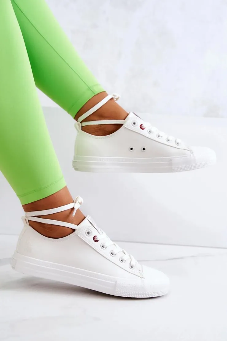 Hot Big Star Shoes Niskie Skórzane Tenisówki Big Star JJ274007 Białe Biały