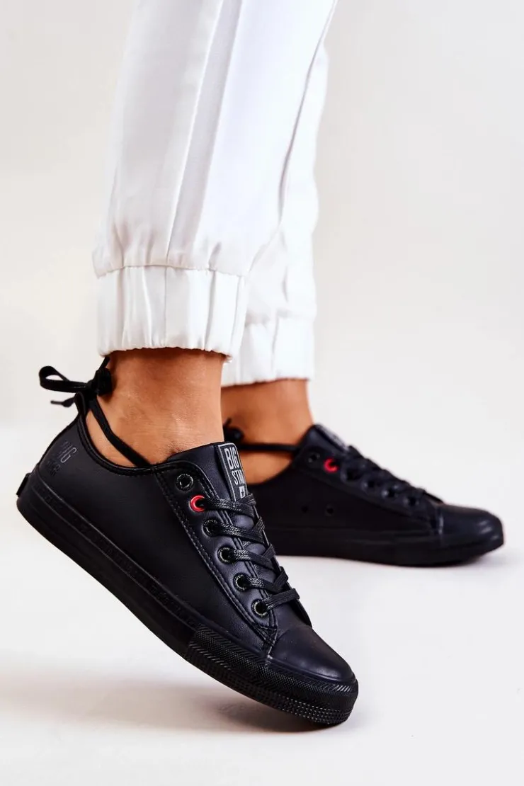 Outlet Big Star Shoes Niskie Skórzane Tenisówki Big Star JJ274006 Czarne Czarny