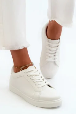 Damskie Evento Niskie Sneakersy Buty Sportowe Damskie Z Eko Skóry Białe Diunna