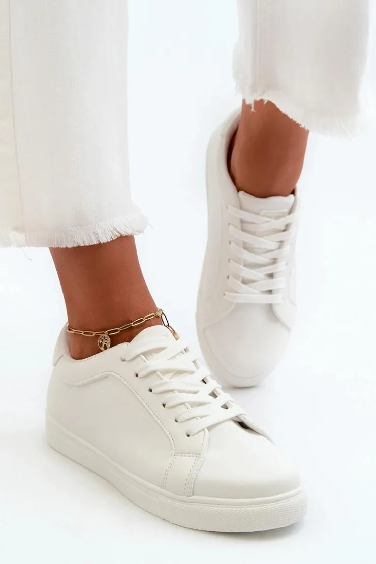 Damskie Evento Niskie Sneakersy Buty Sportowe Damskie Z Eko Skóry Białe Diunna