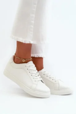 Damskie Evento Niskie Sneakersy Buty Sportowe Damskie Z Eko Skóry Białe Diunna