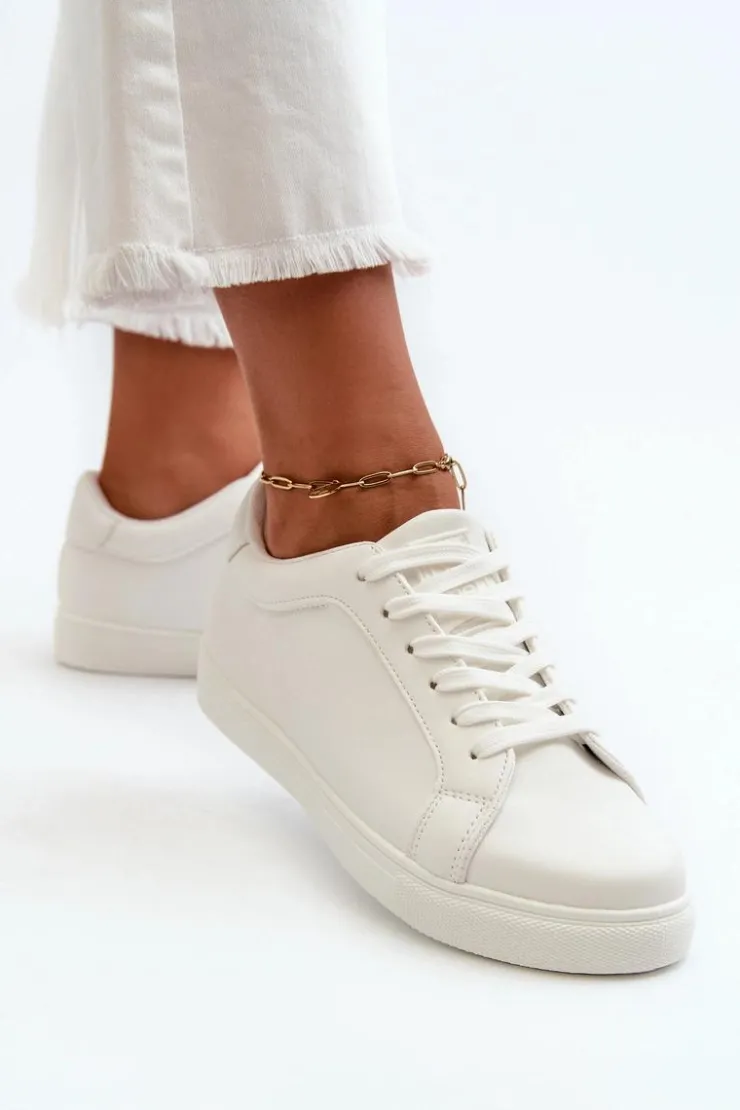 Damskie Evento Niskie Sneakersy Buty Sportowe Damskie Z Eko Skóry Białe Diunna