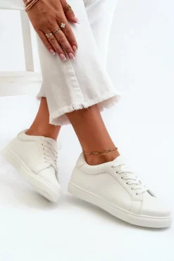 Damskie Evento Niskie Sneakersy Buty Sportowe Damskie Z Eko Skóry Białe Diunna