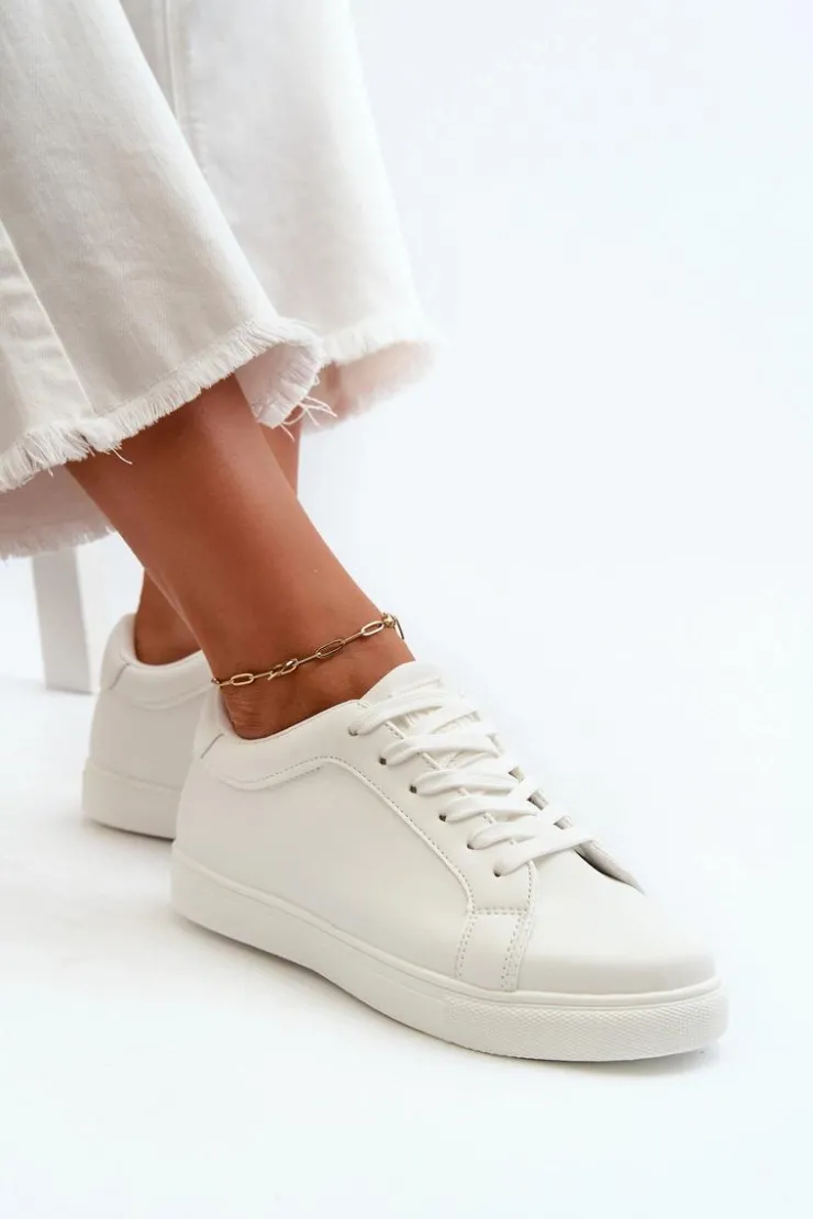 Damskie Evento Niskie Sneakersy Buty Sportowe Damskie Z Eko Skóry Białe Diunna