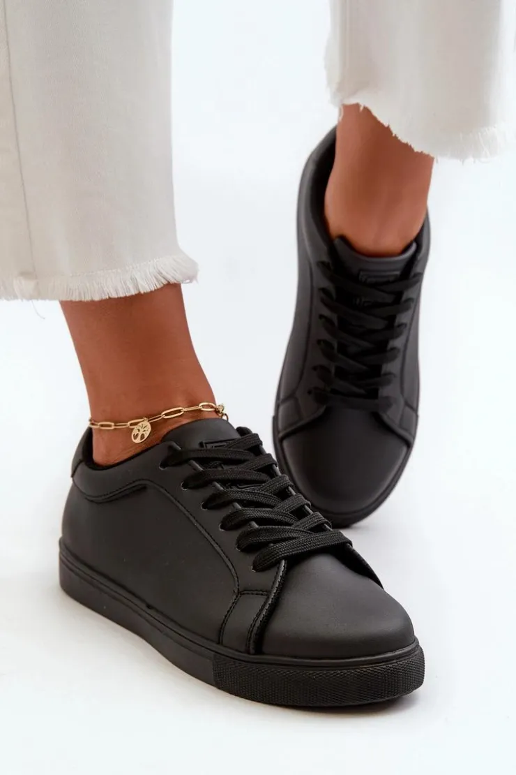 Evento Niskie Sneakersy Buty Sportowe Damskie Z Eko Skóry Czarne Diunna