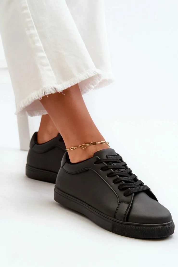 Evento Niskie Sneakersy Buty Sportowe Damskie Z Eko Skóry Czarne Diunna