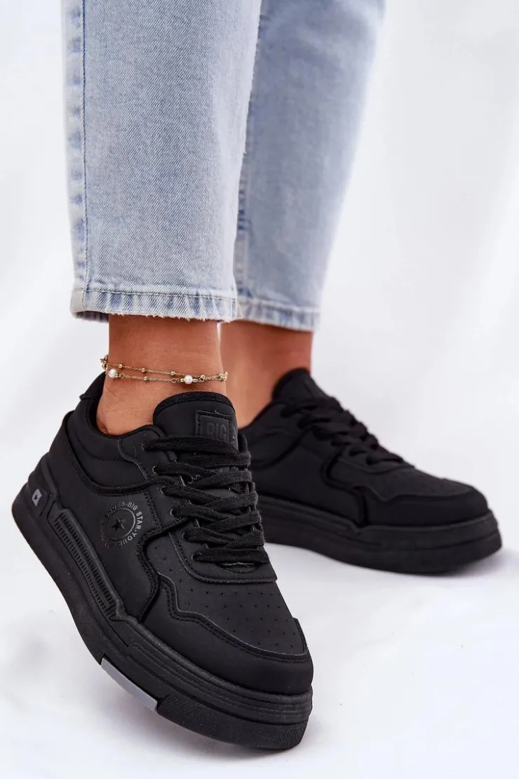 New Big Star Shoes Niskie Sneakersy Damskie Big Star RR274A311 HI-POLY SYSTEM Czarne Czarny