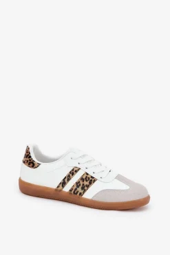 Boto Niskie Sneakersy Damskie Z Eko Skóry Panterka Białe Nonalorin Biały