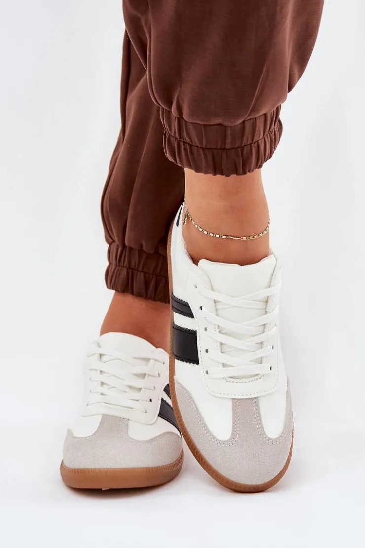 Damskie Boto Niskie Sneakersy Damskie Z Eko Skóry Białe Nonalorin