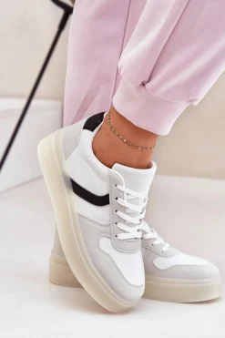 Best Evento Niskie Sneakersy Damskie Na Platformie Białe Telmira Biały