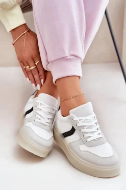 Best Evento Niskie Sneakersy Damskie Na Platformie Białe Telmira Biały