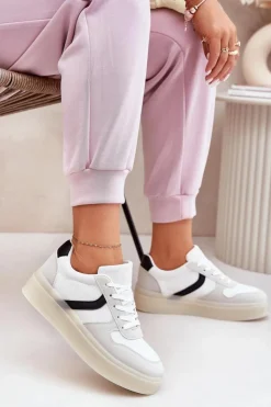 Best Evento Niskie Sneakersy Damskie Na Platformie Białe Telmira Biały