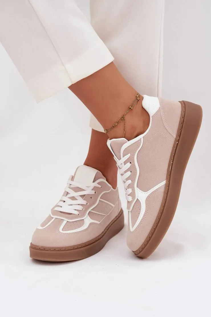 Boto Sneakersy Damskie*Niskie Sneakersy Damskie Beżowe Brenelle Beżowy