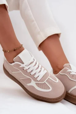 Boto Sneakersy Damskie*Niskie Sneakersy Damskie Beżowe Brenelle Beżowy