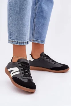 Clearance Boto Niskie Sneakersy Damskie Z Eko Skóry Czarne Navidemi