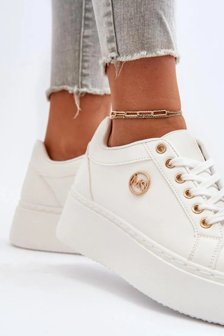 Damskie Boto Niskie Sneakersy Damskie Na Platformie Białe Telirra