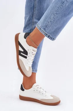 Boto Sneakersy Damskie*Niskie Sneakersy Damskie Z Eko Skóry Biało-Czarne Navidemi