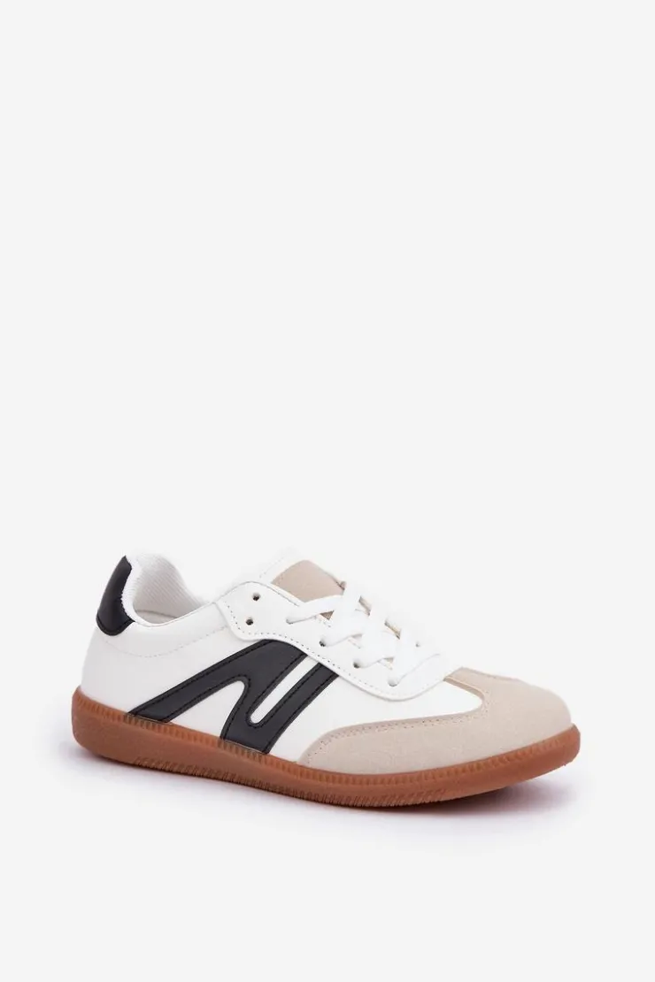 Boto Sneakersy Damskie*Niskie Sneakersy Damskie Z Eko Skóry Biało-Czarne Navidemi