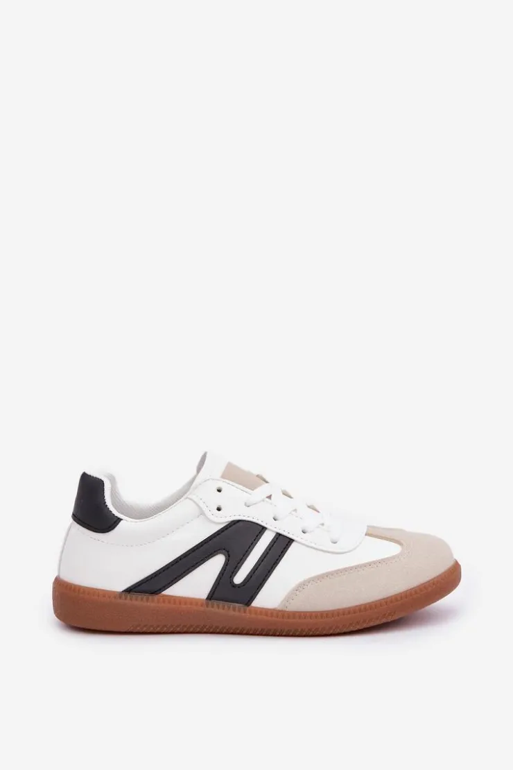 Boto Sneakersy Damskie*Niskie Sneakersy Damskie Z Eko Skóry Biało-Czarne Navidemi