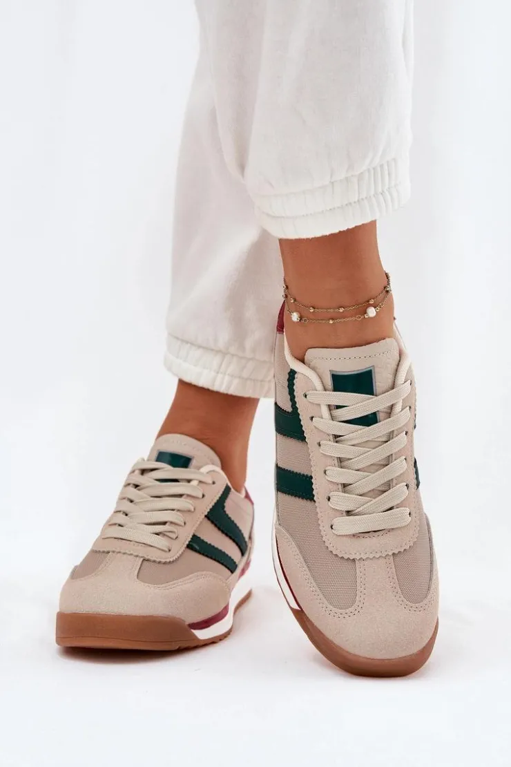 Sale Boto Niskie Sneakersy Damskie Ciemnobeżowe Rulaana