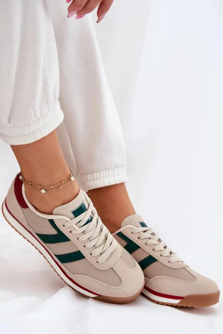 Sale Boto Niskie Sneakersy Damskie Ciemnobeżowe Rulaana