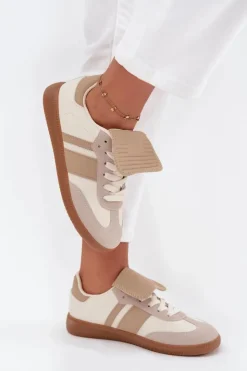 Boto Sneakersy Damskie*Niskie Sneakersy Damskie Z Wywiniętym Językiem Beżowe Ardira Beżowy