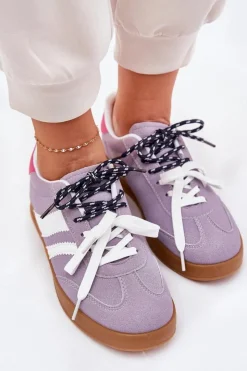 Damskie Boto Niskie Sneakersy Damskie Z Podwójnym Sznurowaniem Fioletowe Ventus