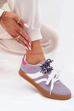 Damskie Boto Niskie Sneakersy Damskie Z Podwójnym Sznurowaniem Fioletowe Ventus