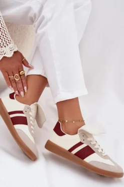 Damskie Boto Niskie Sneakersy Damskie Z Wywiniętym Językiem Bordowe Ardira