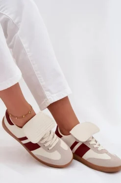 Damskie Boto Niskie Sneakersy Damskie Z Wywiniętym Językiem Bordowe Ardira