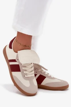 Damskie Boto Niskie Sneakersy Damskie Z Wywiniętym Językiem Bordowe Ardira