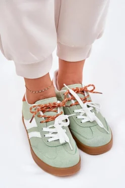 Best Boto Niskie Sneakersy Damskie Z Podwójnym Sznurowaniem Zielone Ventus