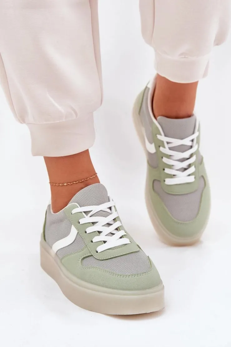 Damskie Evento Niskie Sneakersy Damskie Na Platformie Zielone Telmira