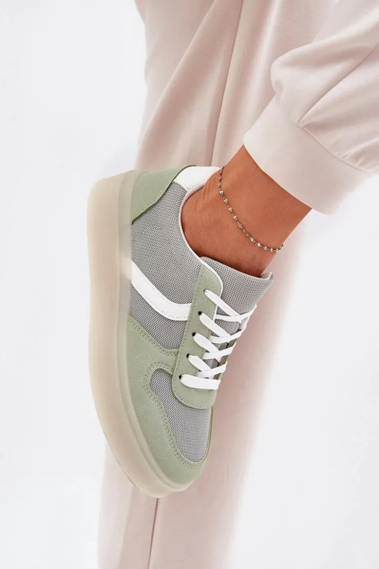 Damskie Evento Niskie Sneakersy Damskie Na Platformie Zielone Telmira
