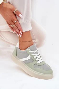 Damskie Evento Niskie Sneakersy Damskie Na Platformie Zielone Telmira