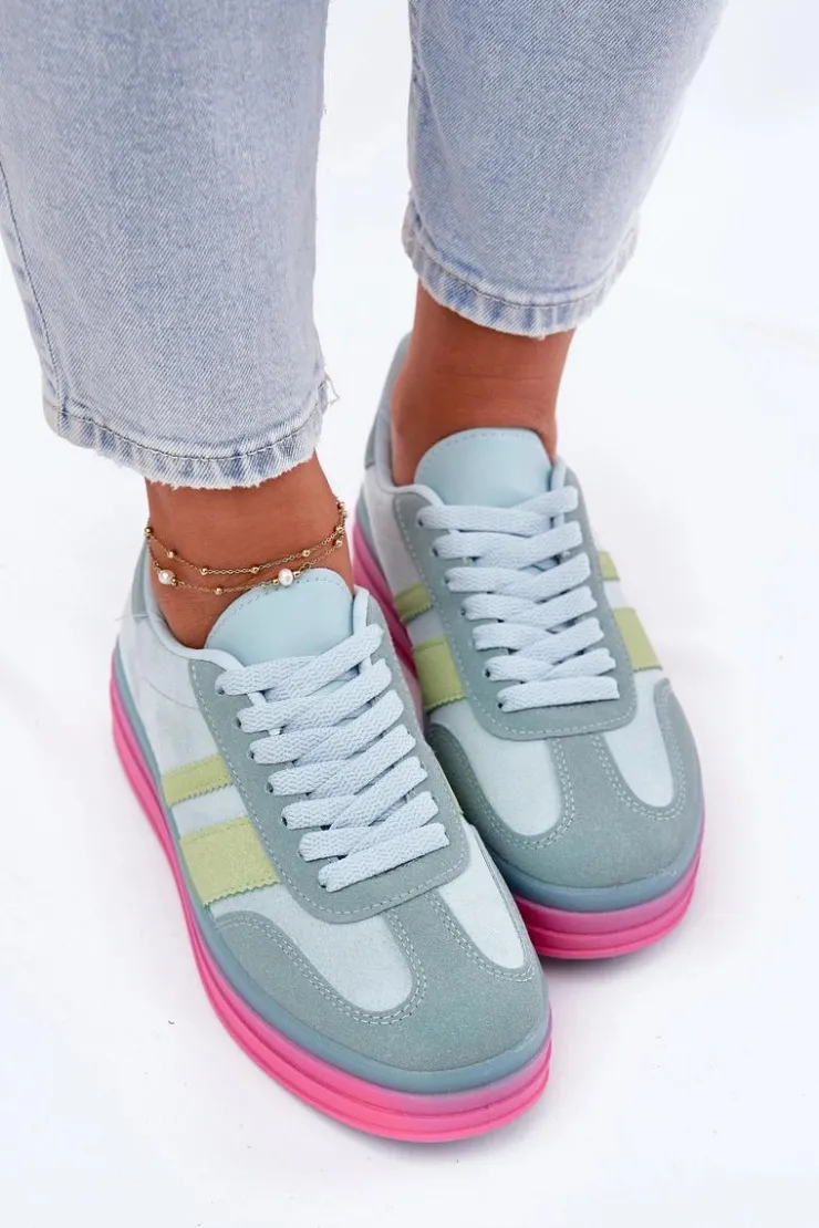 Boto Buty Sportowe Na Platformie|Sneakersy Damskie*Niskie Sneakersy Na Platformie Niebieskie Ovivene