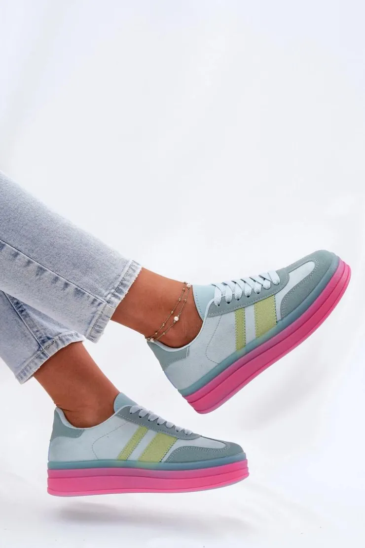 Boto Buty Sportowe Na Platformie|Sneakersy Damskie*Niskie Sneakersy Na Platformie Niebieskie Ovivene