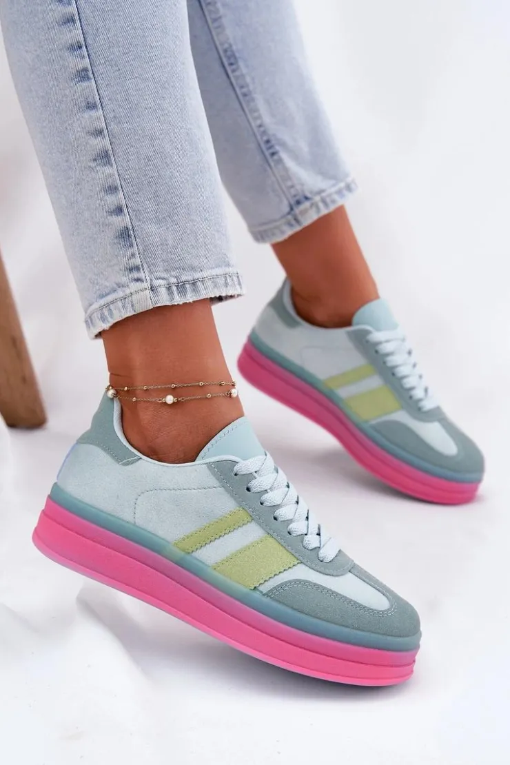 Boto Buty Sportowe Na Platformie|Sneakersy Damskie*Niskie Sneakersy Na Platformie Niebieskie Ovivene