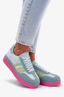 Boto Buty Sportowe Na Platformie|Sneakersy Damskie*Niskie Sneakersy Na Platformie Niebieskie Ovivene